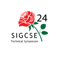SIGCSE technical symposium 24 with a vector of a rose with green stem and leaves and red petals