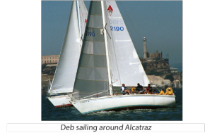 Deb Agarwal sailing around alcatraz