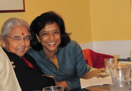 Sandhya with her mother during her mom’s 80th birthday celebration