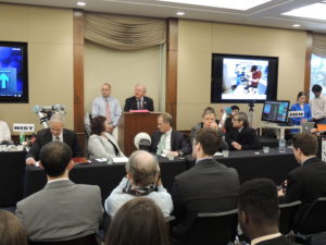 Rep. Mike Doyle (D-PA), Co-Chair of the Congressional Robotics Caucus, delivers some remarks to the audience.
