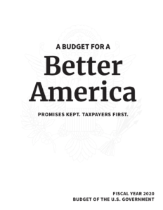 Cover of President Trump's Budget Request for FY 2020